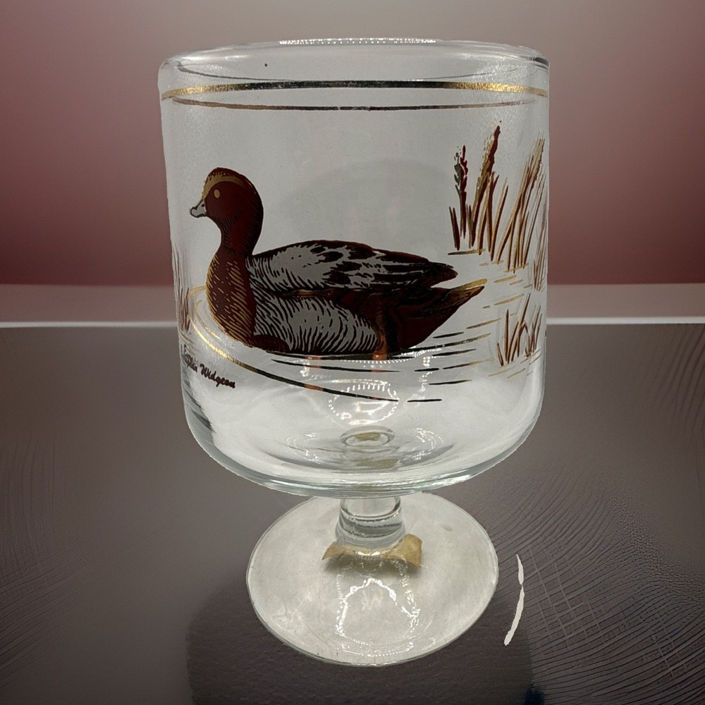 Culver European‎ Widgon Duck  Collection Glass Gold Accents Large Brandy Snifter